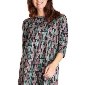 Dress Works Christms Holoday Shift Dress Women's Small 3/4 Sleeve Stretch NWT